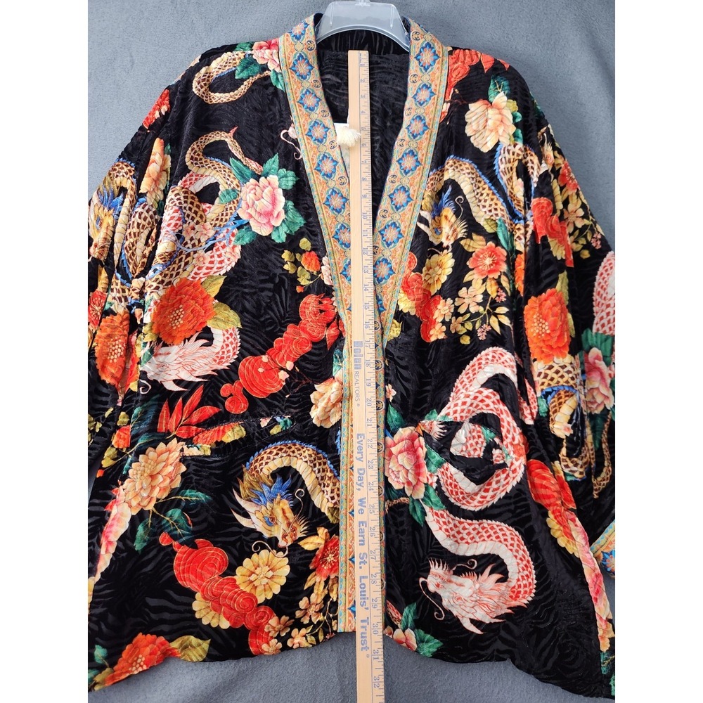Johnny Was Merhawi Reversible Kimono XXL Black Burnout Velvet Dragon Floral NEW - Picture 6 of 16